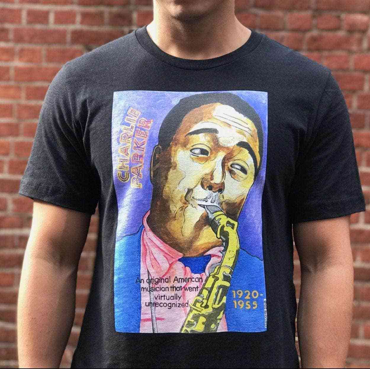 Charlie Parker T-Shirt | Art painted by Em and Ahr