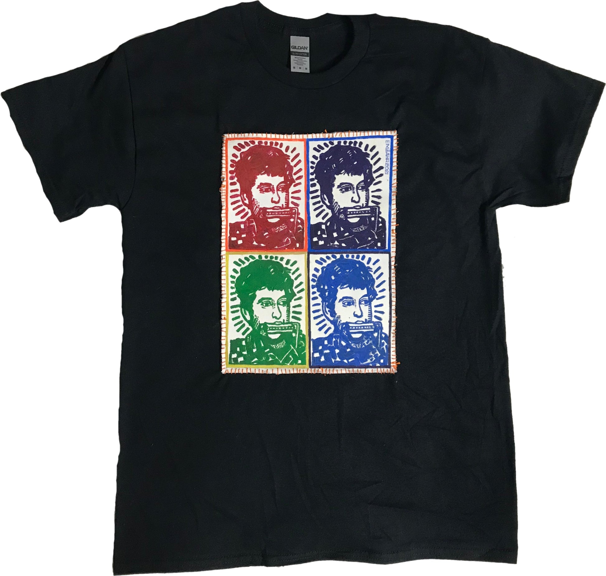 Bob Dylan Sq T-Shirt | Art painted by Em and Ahr
