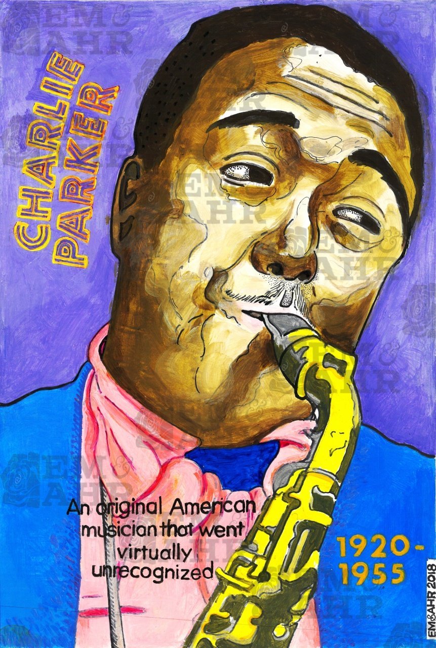 Charlie Parker T-Shirt | Art painted by Em and Ahr
