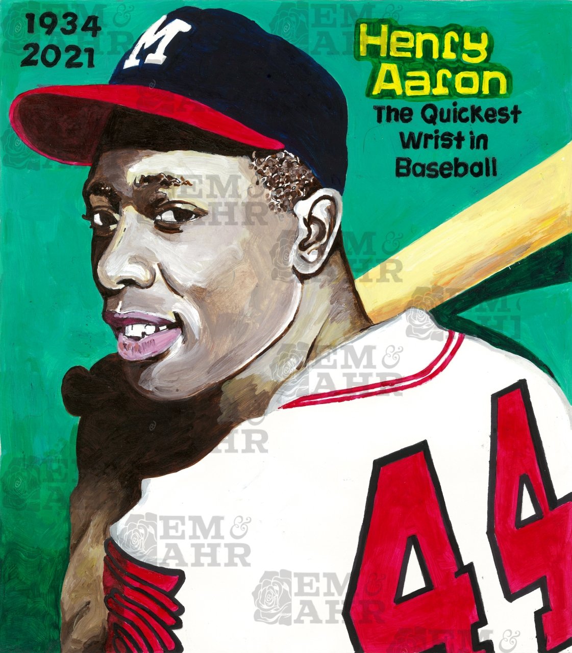 Hank Aaron Art | Art painted by Em and Ahr