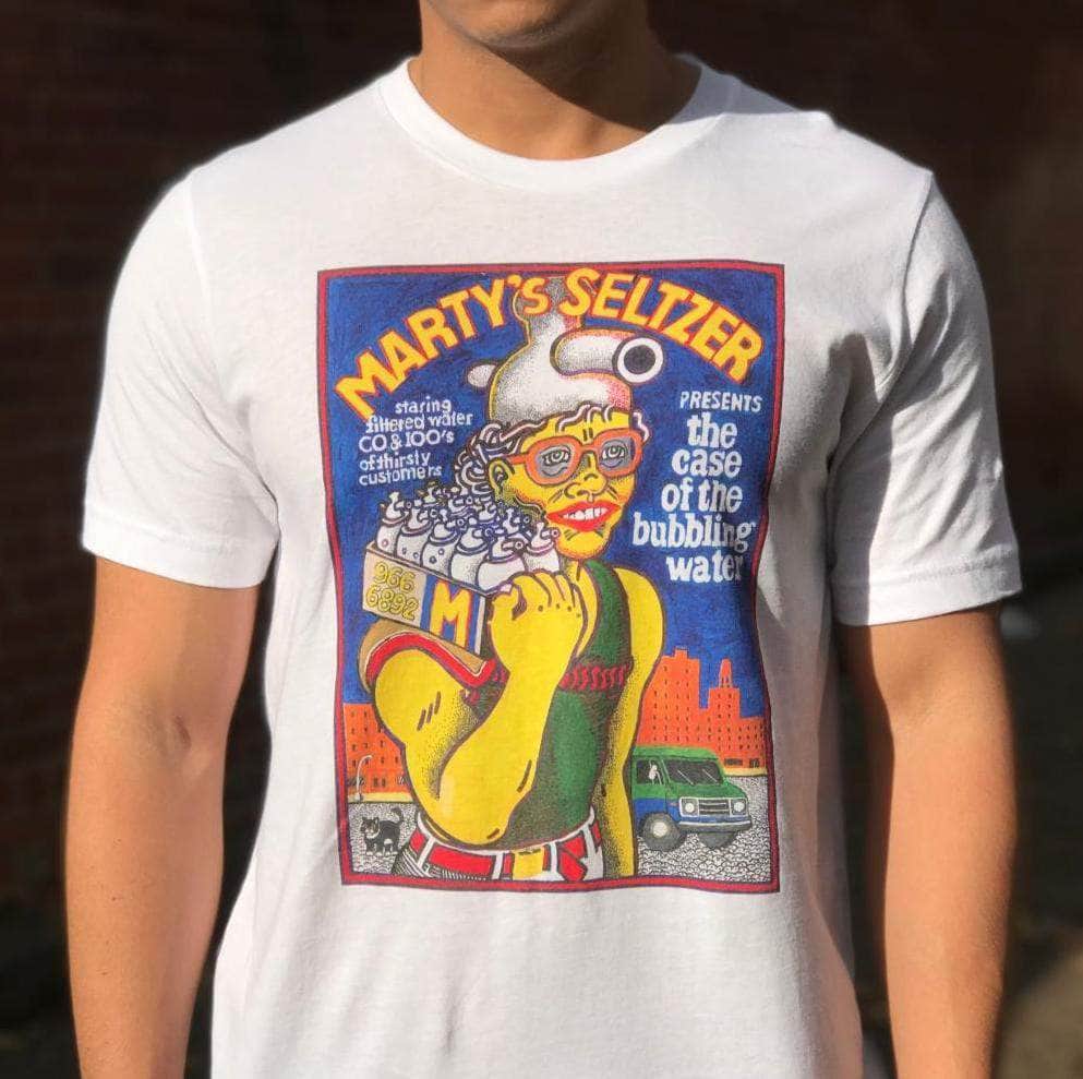 Marty's Seltzer T-Shirt | Art painted by Em and Ahr