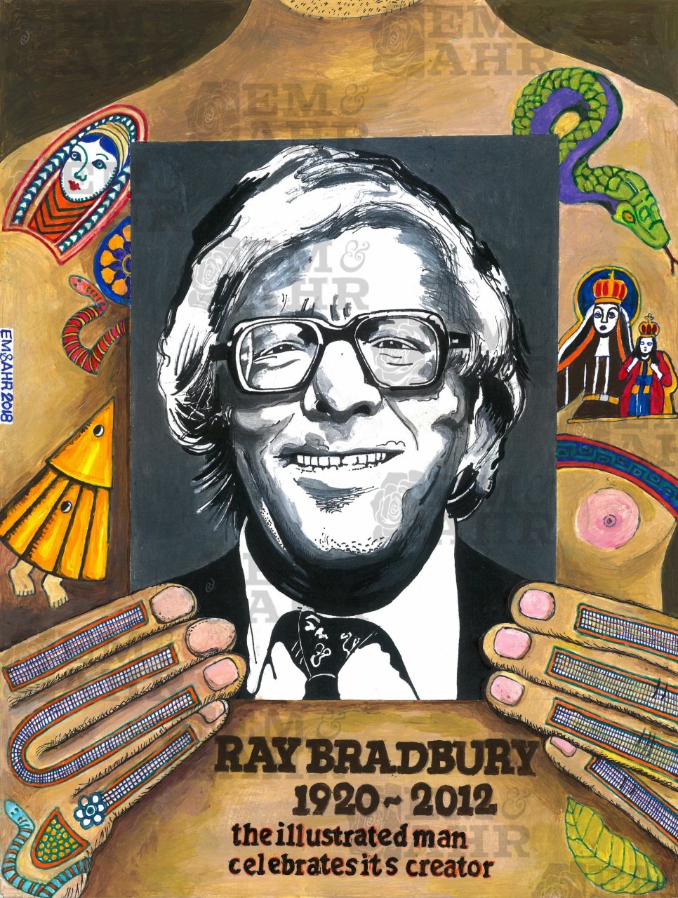 Ray Bradbury T-Shirt | Art painted by Em and Ahr