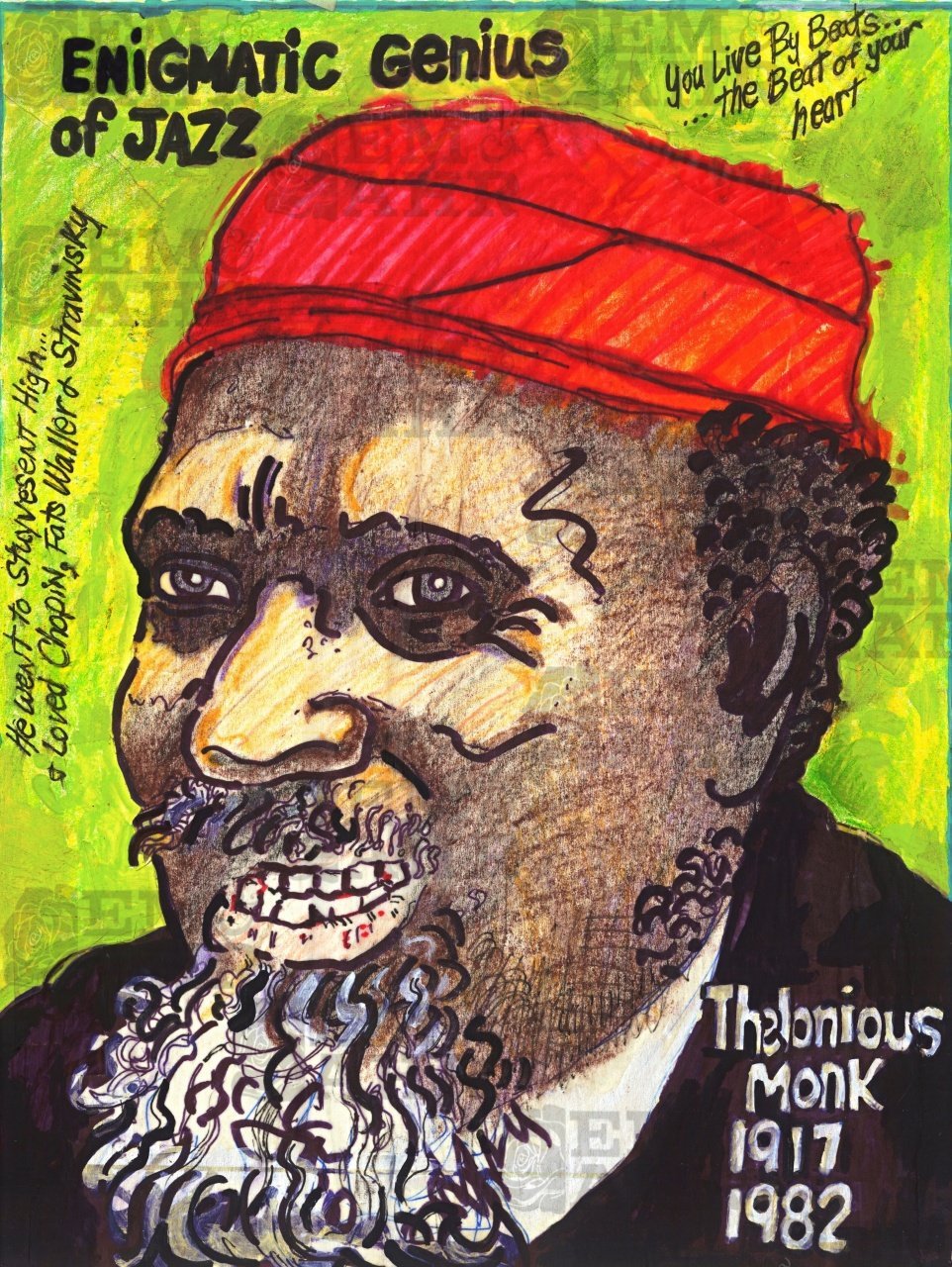 Thelonious Monk T-Shirt | Art painted by Em and Ahr